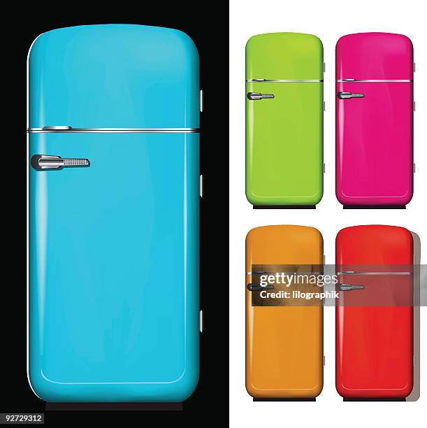 kühlschrank. - retro kühlschrank stock-grafiken, -clipart, -cartoons und -symbole