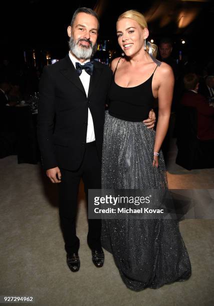 Marc Silverstein and Busy Philipps attends the 26th annual Elton John AIDS Foundation Academy Awards Viewing Party sponsored by Bulgari, celebrating...
