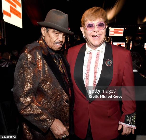 Joe Jackson and Sir Elton John attend the 26th annual Elton John AIDS Foundation Academy Awards Viewing Party sponsored by Bulgari, celebrating EJAF...