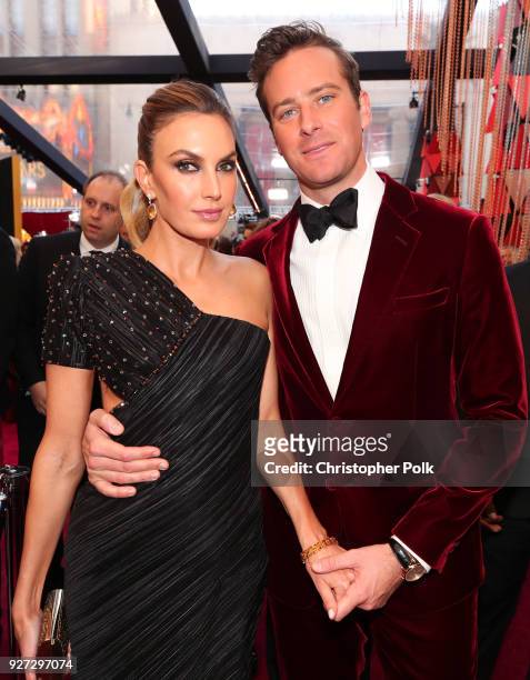 Armie Hammer and Elizabeth Chambers attends the 90th Annual Academy Awards at Hollywood & Highland Center on March 4, 2018 in Hollywood, California.