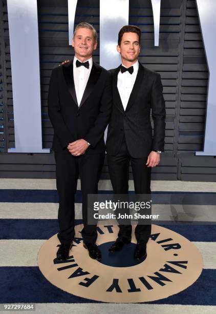 Simon Halls and actor Matt Bomer attend the 2018 Vanity Fair Oscar Party hosted by Radhika Jones at Wallis Annenberg Center for the Performing Arts...
