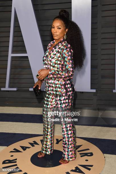 Angela Bassett attends the 2018 Vanity Fair Oscar Party hosted by Radhika Jones at the Wallis Annenberg Center for the Performing Arts on March 4,...