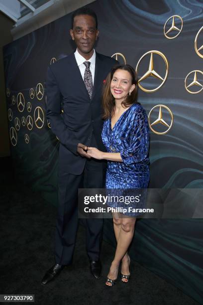 Former NBA player Ralph Sampson and his fiancée Patrice Ablack attend Mercedes-Benz USA Official Awards Viewing Party at Four Seasons, Beverly Hills,...