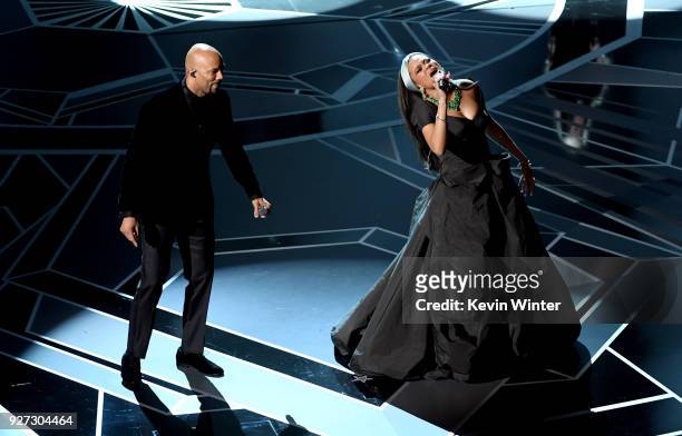 Musicians Common and Andra Day perform onstage during the 90th Annual Academy Awards at the Dolby Theatre at Hollywood & Highland Center on March 4,...