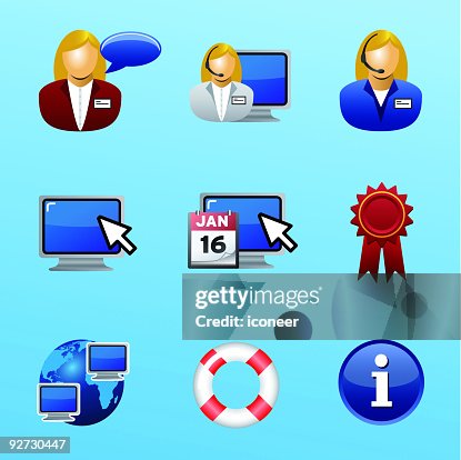 Help desk and support icon set Help desk and support icon set