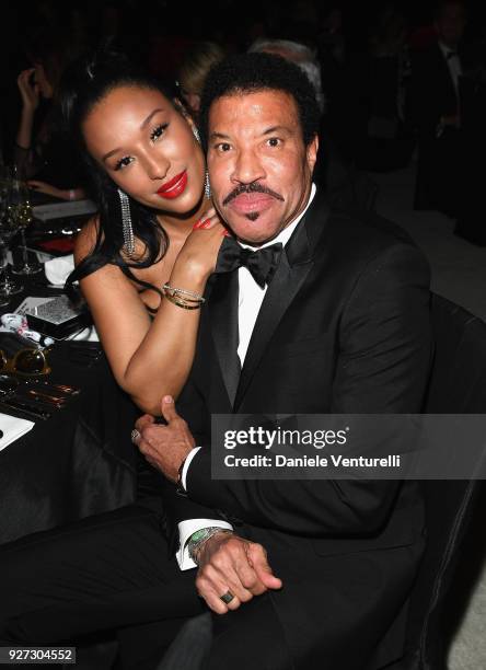 Lisa Parigi and Lionel Richie attends Elton John AIDS Foundation 26th Annual Academy Awards Viewing Party at The City of West Hollywood Park on March...