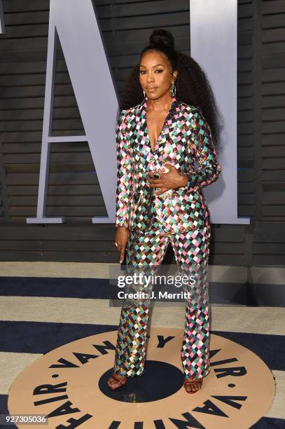 Angela Bassett attends the 2018 Vanity Fair Oscar Party hosted by Radhika Jones at the Wallis Annenberg Center for the Performing Arts on March 4,...