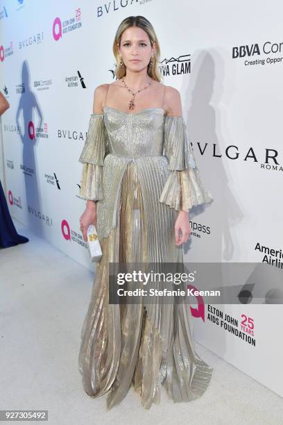 Helena Bordon attends the 26th annual Elton John AIDS Foundation Academy Awards Viewing Party sponsored by Bulgari, celebrating EJAF and the 90th...