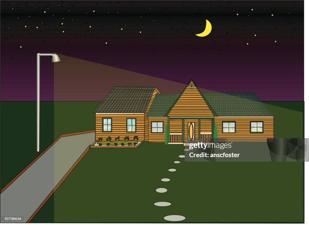 Nightime Home scene - Vector
