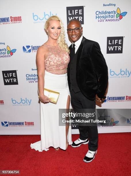 Amanda Moore and Tommie Davidson attends Byron Allen's Oscar Gala Viewing Party To Support The Children's Hospital Los Angeles at the Beverly...