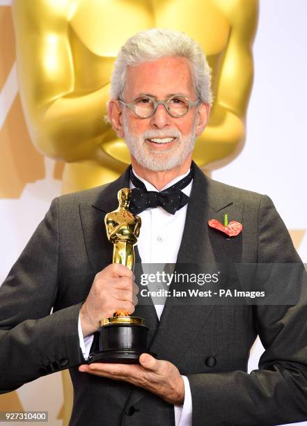 Frank Stiefel with this Best Documentary Short Subject Oscar for Heaven is a Traffic Jam on the 405 in the press room at the 90th Academy Awards held...