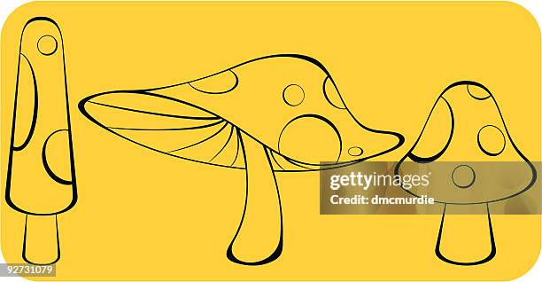 set of three mushrooms - toadstool stock illustrations