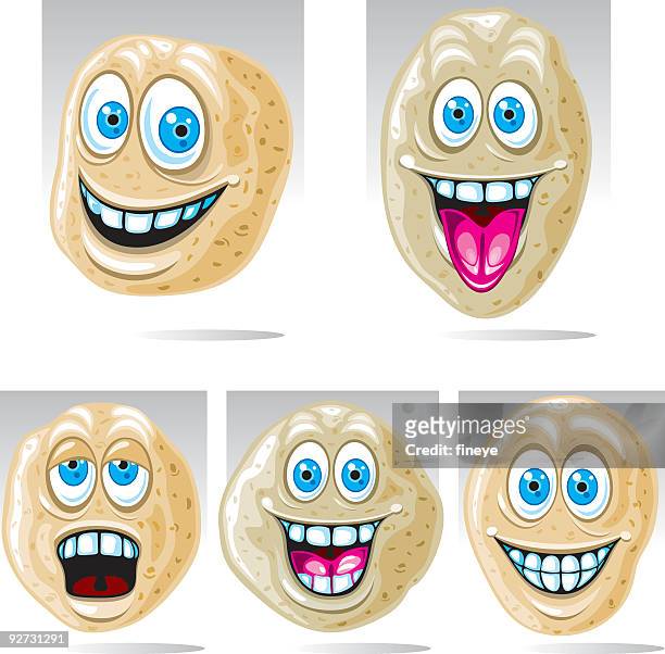 ilustraciones, imágenes clip art, dibujos animados e iconos de stock de papas - potato smiley faces