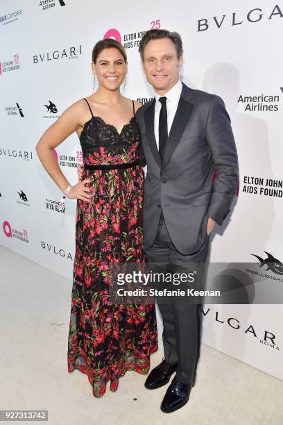 Anna Musky-Goldwyn and Tony Goldwyn attends the 26th annual Elton John AIDS Foundation Academy Awards Viewing Party sponsored by Bulgari, celebrating...