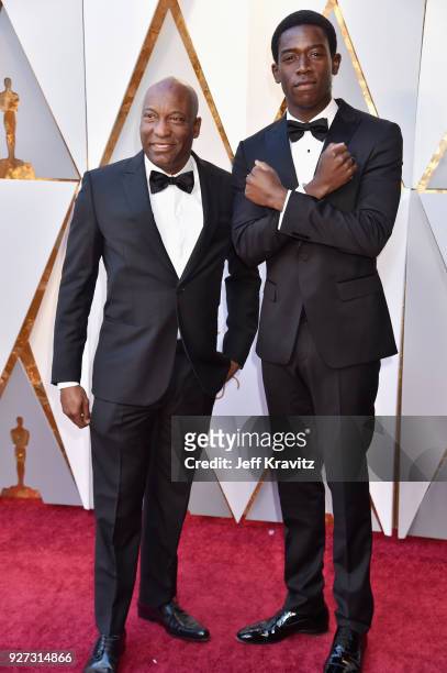 John Singleton and Damson Idris attend the 90th Annual Academy Awards at Hollywood & Highland Center on March 4, 2018 in Hollywood, California.