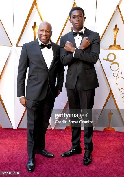 John Singleton and Damson Idris attend the 90th Annual Academy Awards at Hollywood & Highland Center on March 4, 2018 in Hollywood, California.