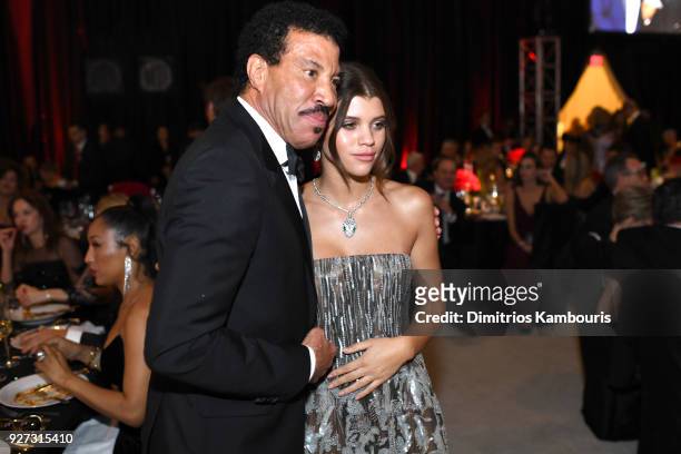 Lionel Richie and Sofia Richie attend the 26th annual Elton John AIDS Foundation Academy Awards Viewing Party sponsored by Bulgari, celebrating EJAF...