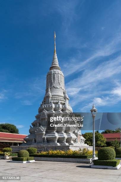 silver pagoda in royal palace complex - cambodian royalty stock pictures, royalty-free photos & images