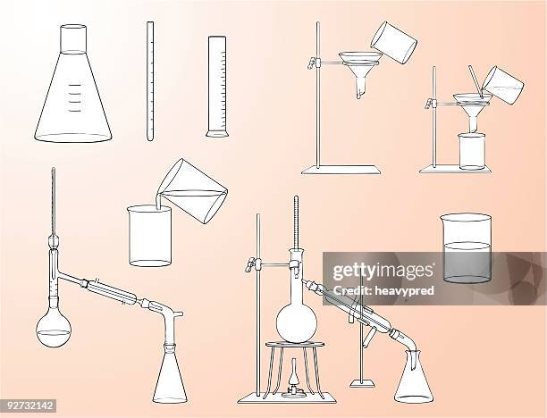 laboratory equipment - chemical reaction stock illustrations