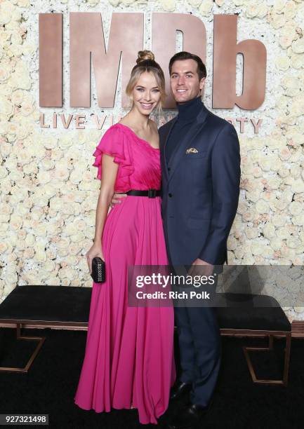 Olivia Jordan and Jay Hector attend the IMDb LIVE Viewing Party on March 4, 2018 in Los Angeles, California.