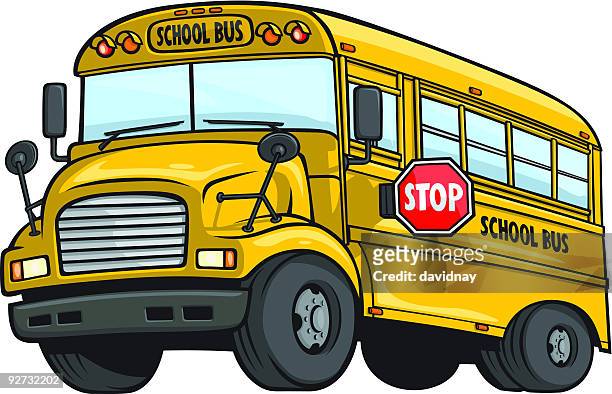 stockillustraties, clipart, cartoons en iconen met school bus - bus stop