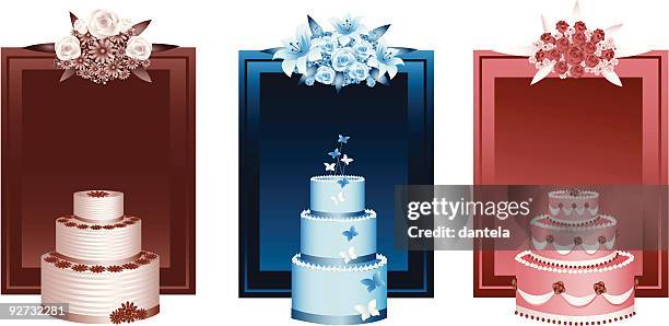wedding cakes - blue morpho stock illustrations