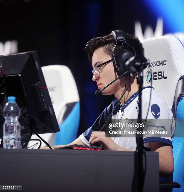 Russel Twistzz Van Dulken during Counter-Strike: Global Offensive quarter-final game between Team Liquid and Ninjas in Pyjamas on March 2, 2018 in...