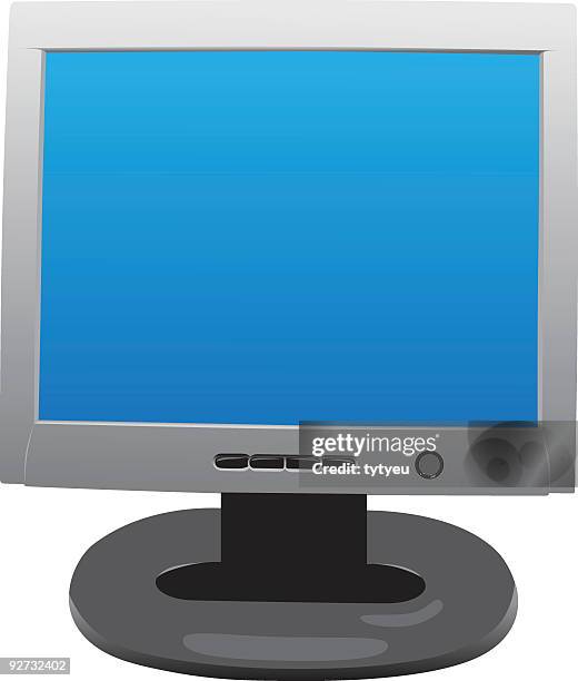 old lcd monitor - vintage computer graphic stock illustrations