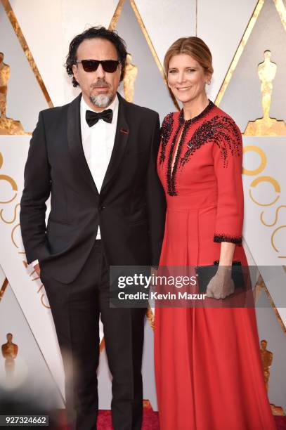 Alejandro Gonzalez Inarritu and Maria Eladia Hagerman attend the 90th Annual Academy Awards at Hollywood & Highland Center on March 4, 2018 in...