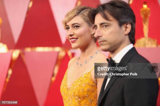 Greta Gerwig and Noah Baumbach attend the 90th Annual Academy Awards at Hollywood & Highland Center on March 4, 2018 in Hollywood, California.
