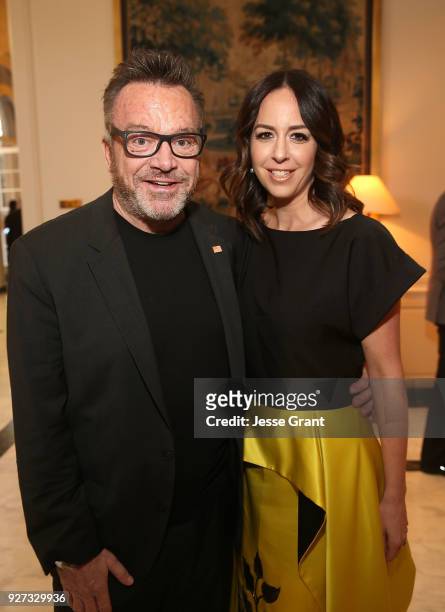 Tom Arnold and Ashley Groussman attend Byron Allen's Oscar Gala Viewing Party to Support The Children's Hospital Los Angeles at the Beverly Wilshire...