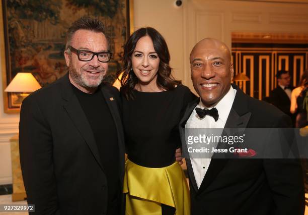 Tom Arnold, Ashley Groussman and Byron Allen attend Byron Allen's Oscar Gala Viewing Party to Support The Children's Hospital Los Angeles at the...