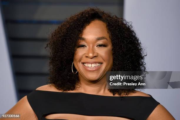Shonda Rhimes attends the 2018 Vanity Fair Oscar Party Hosted By Radhika Jones - Arrivals at Wallis Annenberg Center for the Performing Arts on March...