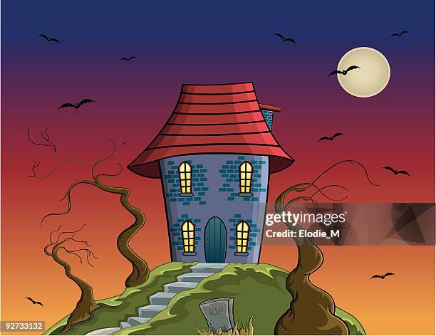 maison hantée/hauted house - maison hantée stock-grafiken, -clipart, -cartoons und -symbole