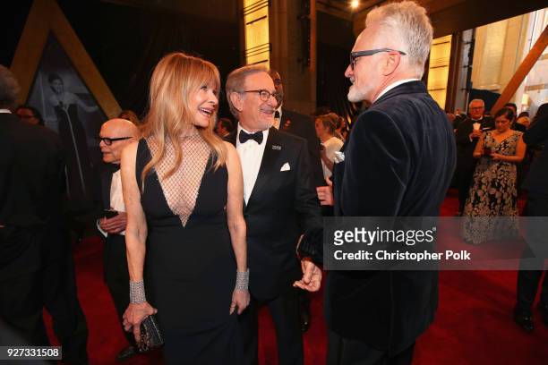Kate Capshaw, Steven Spielberg, and Bradley Whitford attend the 90th Annual Academy Awards at Hollywood & Highland Center on March 4, 2018 in...