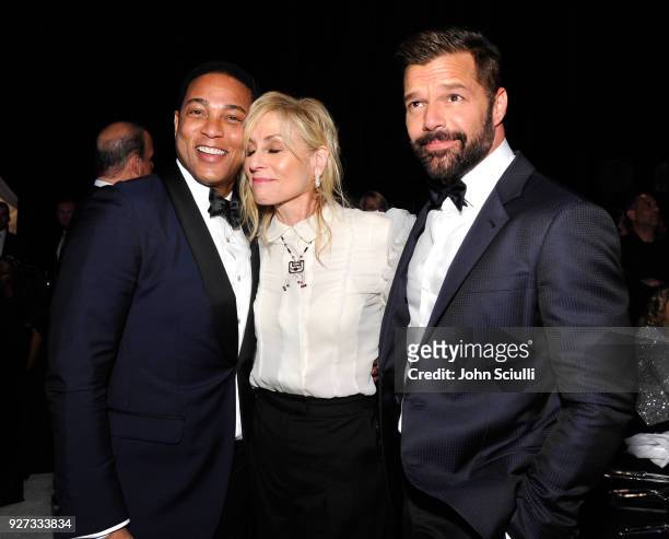 Don Lemon, Judith Light, and Ricky Martin attends the 26th annual Elton John AIDS Foundation Academy Awards Viewing Party at The City of West...