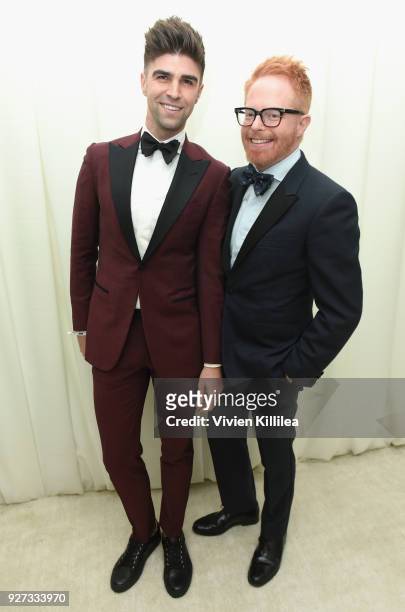 Justin Mikita and Jesse Tyler Ferguson attend the 26th annual Elton John AIDS Foundation Academy Awards Viewing Party with cocktails by Clase Azul...