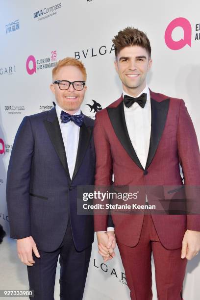 Jesse Tyler Ferguson and Justin Mikita attend the 26th annual Elton John AIDS Foundation Academy Awards Viewing Party sponsored by Bulgari,...