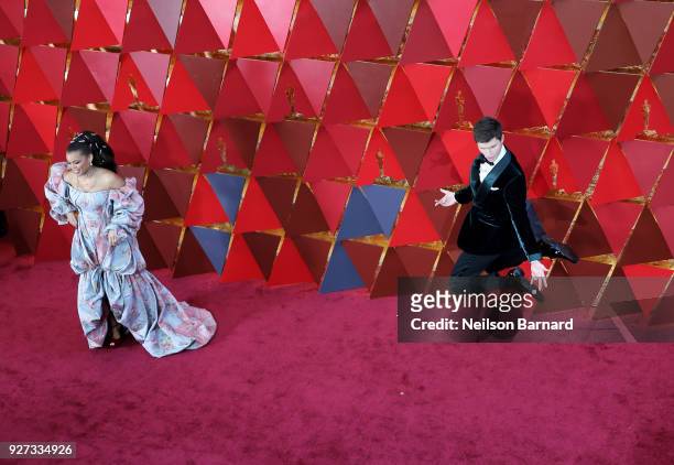 Andra Day and Ansel Elgort attend the 90th Annual Academy Awards at Hollywood & Highland Center on March 4, 2018 in Hollywood, California.