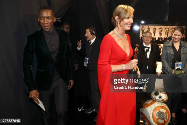 In this handout provided by A.M.P.A.S., Mahershala Ali and Allison Janney attend the 90th Annual Academy Awards at the Dolby Theatre on March 4, 2018...