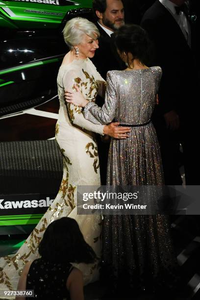 Actors Helen Mirren and Sally Hawkins onstage during the 90th Annual Academy Awards at the Dolby Theatre at Hollywood & Highland Center on March 4,...