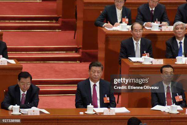 Chairman of the Standing Committee of the National People's Congress Zhang Dejiang, Chinese President Xi Jinping and Chinese Premier Li Keqiang...