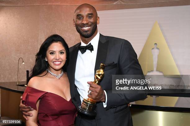Actor and basketball player Kobe Bryant anf his wife Vanessa Laine Bryant attend the 90th Annual Academy Awards Governors Ball at the Hollywood &...