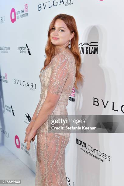Jennifer Akerman attends the 26th annual Elton John AIDS Foundation Academy Awards Viewing Party sponsored by Bulgari, celebrating EJAF and the 90th...