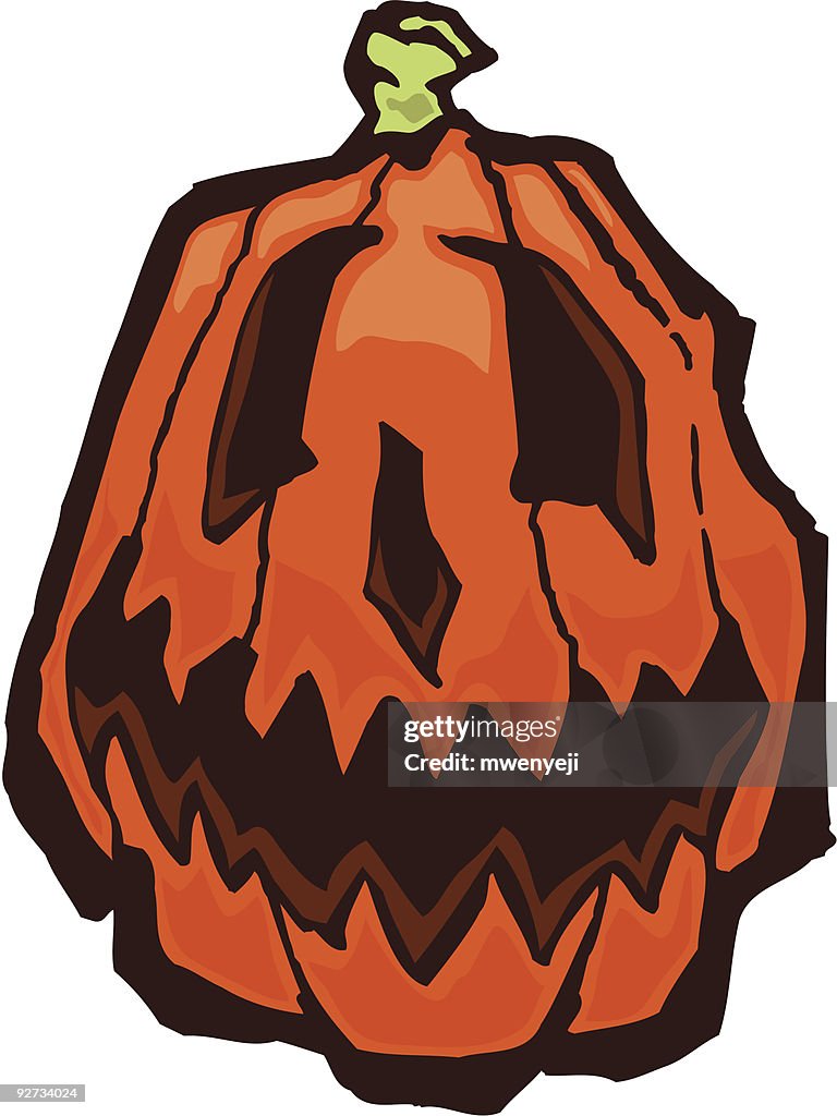 Scary Carved Orange Halloween Pumpkin Face