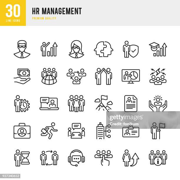 bildbanksillustrationer, clip art samt tecknat material och ikoner med hr-ledning - uppsättning av tunn linje vektor ikoner - society