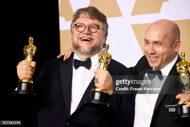 Filmmaker Guillermo del Toro , winner of the Best Director and Best Picture awards for 'The Shape of Water,' and producer J. Miles Dale, winner of...