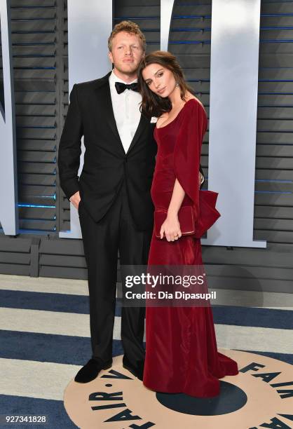 Sebastian Bear-McClard and Belvedere Ambassador Emily Ratajkowski attend the 2018 Vanity Fair Oscar Party hosted by Radhika Jones at Wallis Annenberg...