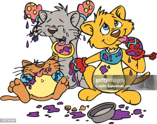 three little kittens - blueberry pie stock illustrations