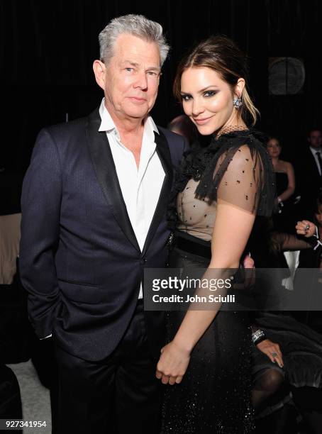 David Foster and Katharine McPhee attend the 26th annual Elton John AIDS Foundation Academy Awards Viewing Party at The City of West Hollywood Park...